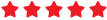 Five red stars in a row